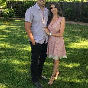 Blush lace and tulle dress